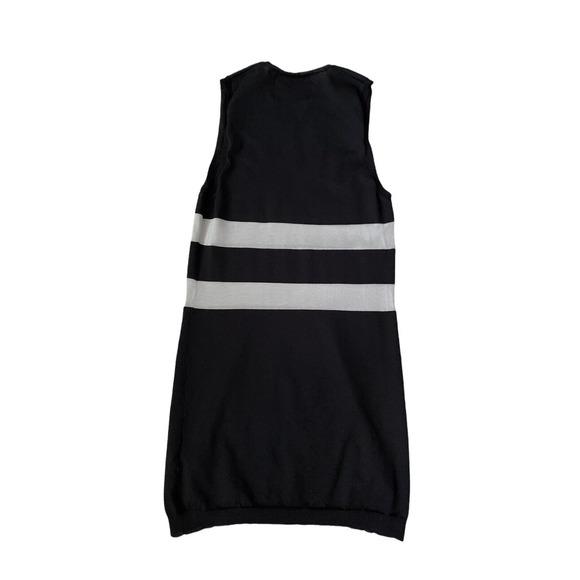 BACK Sleeveless Sweater Dress Designer Small Black Gray Stripe Knit - Picture 4 of 6